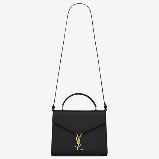 Saint Laurent Cassandra Medium Bag In Black Grained Leather