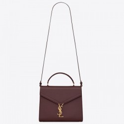 Saint Laurent Cassandra Medium Bag In Bordeaux Grained Leather