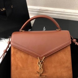 Saint Laurent Cassandra Medium Bag In Brown Suede