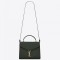 Saint Laurent Cassandra Medium Bag In Dark Green Grained Leather