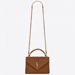 Saint Laurent College Medium Bag In Brown Matelasse Leather