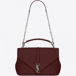 Saint Laurent Large Bordeaux College Shoulder Bag