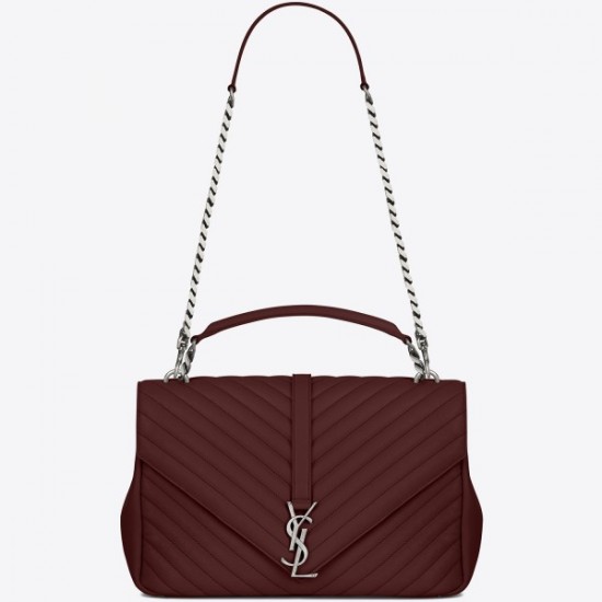 Saint Laurent Large Bordeaux College Shoulder Bag