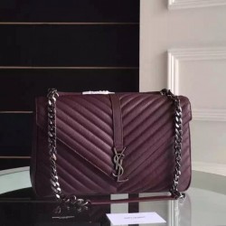 Saint Laurent Large Bordeaux College Shoulder Bag