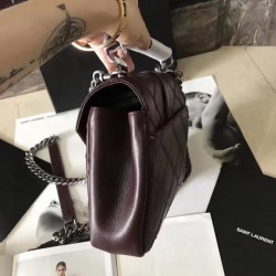 Saint Laurent Medium College Bag In Bordeaux Matelasse Leather