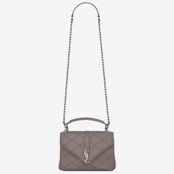 Saint Laurent Medium College Bag In Grey Matelasse Leather