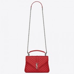 Saint Laurent Medium College Bag In Red Goatskin Leather