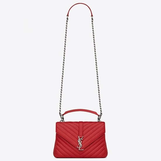 Saint Laurent Medium College Bag In Red Goatskin Leather