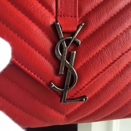 Saint Laurent Medium College Bag In Red Goatskin Leather