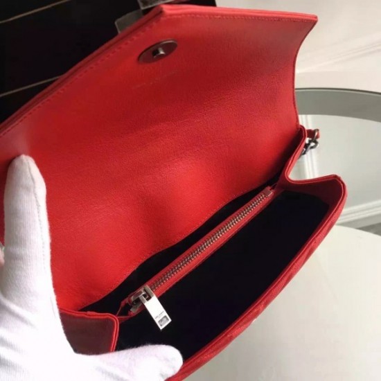 Saint Laurent Medium College Bag In Red Goatskin Leather