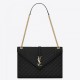 Saint Laurent Envelope Large Bag In Black Grained Leather