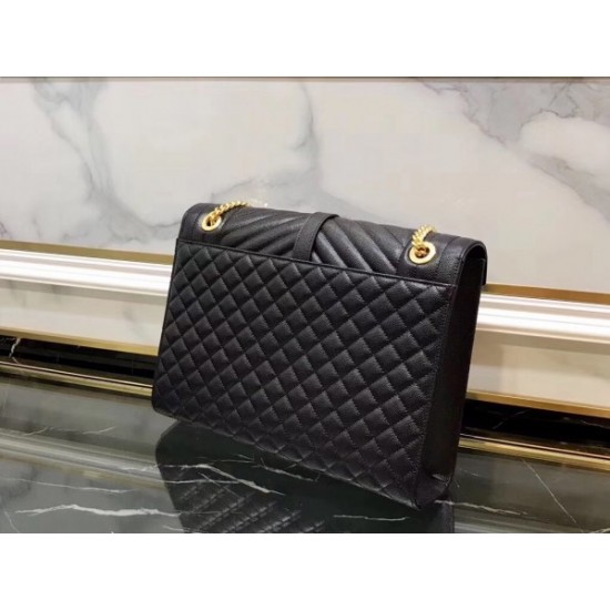 Saint Laurent Envelope Large Bag In Black Grained Leather