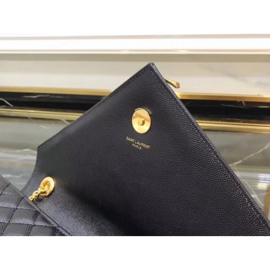 Saint Laurent Envelope Large Bag In Black Grained Leather