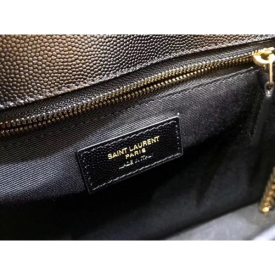 Saint Laurent Envelope Large Bag In Black Grained Leather