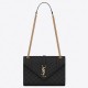 Saint Laurent Medium Envelope Bag In Black Grained Leather