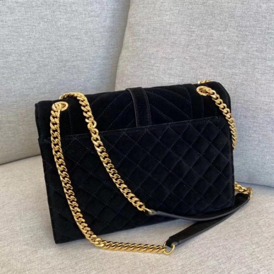 Saint Laurent Medium Envelope Bag In Black Suede