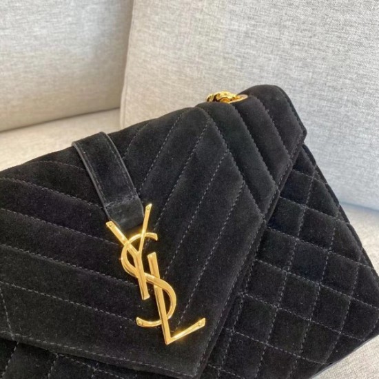 Saint Laurent Medium Envelope Bag In Black Suede