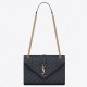 Saint Laurent Medium Envelope Bag In Navy Blue Grained Leather