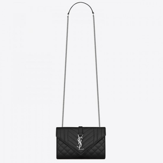 Saint Laurent Small Envelope Bag In Noir Grained Leather