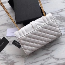 Saint Laurent Small Envelope Bag In White Grained Leather