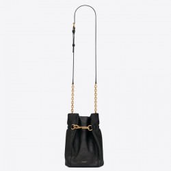 Saint Laurent Le Maillon Hook Bucket Bag In Black Lambskin