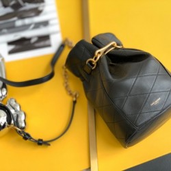 Saint Laurent Le Maillon Hook Bucket Bag In Black Lambskin