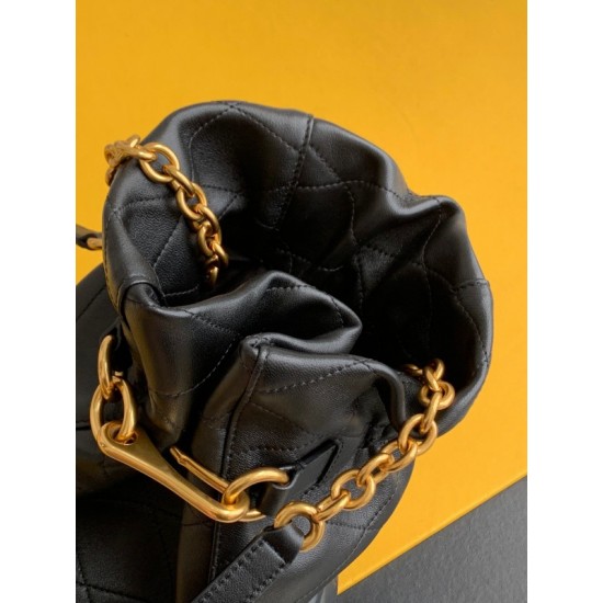 Saint Laurent Le Maillon Hook Bucket Bag In Black Lambskin