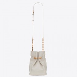 Saint Laurent Le Maillon Hook Bucket Bag In White Lambskin