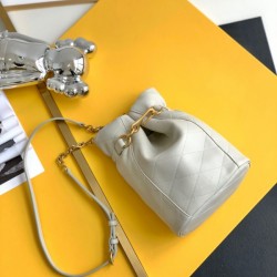 Saint Laurent Le Maillon Hook Bucket Bag In White Lambskin