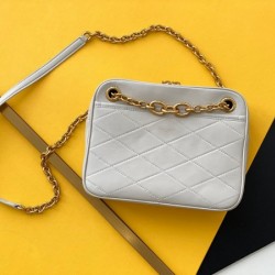 Saint Laurent Le Maillon Small Chain Bag In White Lambskin