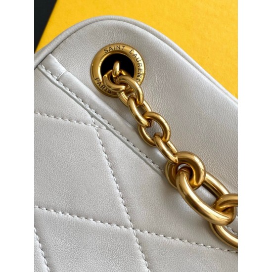 Saint Laurent Le Maillon Small Chain Bag In White Lambskin