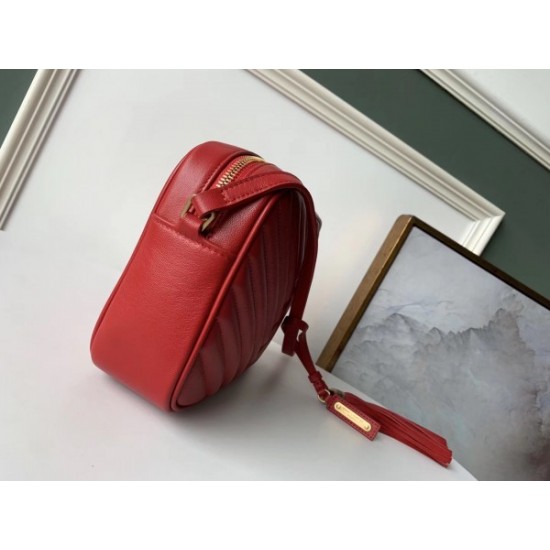 Saint Laurent Lou Camera Bag In Red Leather