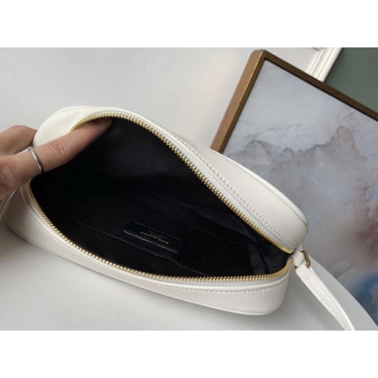 Saint Laurent Lou Camera Bag In White Leather