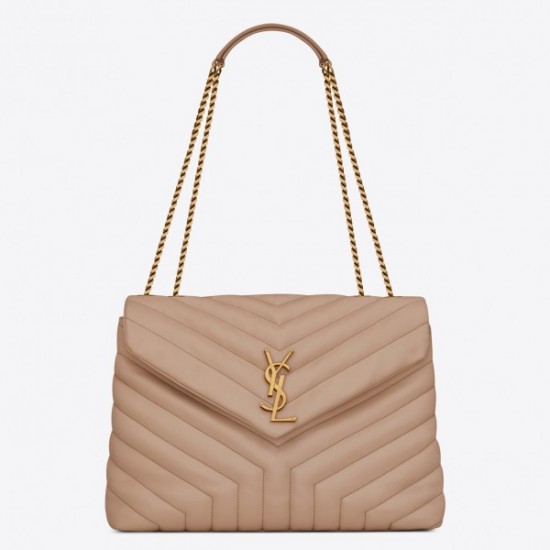 Saint Laurent Loulou Medium Bag In Beige Matelasse Leather