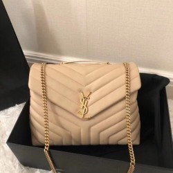 Saint Laurent Loulou Medium Bag In Beige Matelasse Leather