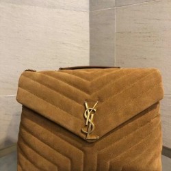 Saint Laurent Loulou Medium Bag In Brown Suede Leather