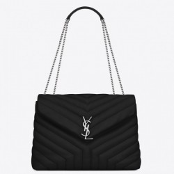 Saint Laurent Loulou Medium Bag In Noir Matelasse Leather