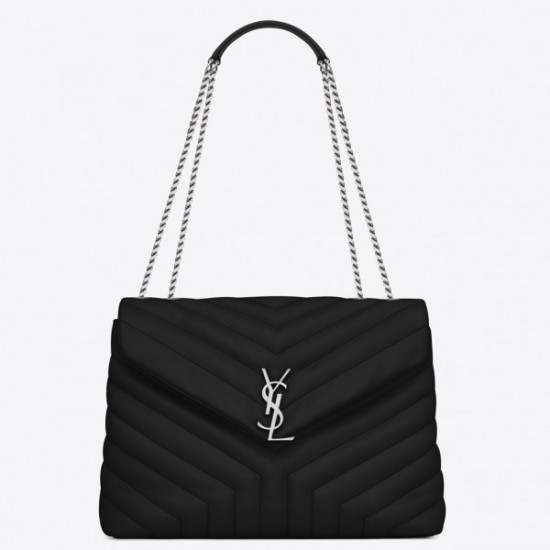 Saint Laurent Loulou Medium Bag In Noir Matelasse Leather