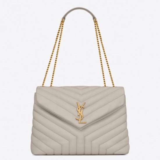 Saint Laurent Loulou Medium Bag In White Matelasse Leather