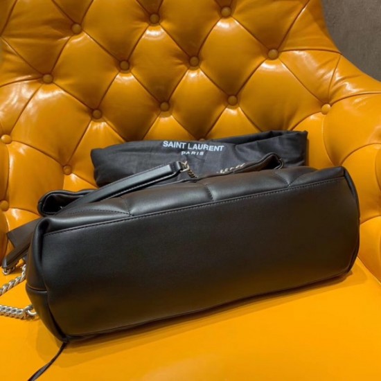 Saint Laurent Loulou Puffer Medium Bag In Black Lambskin