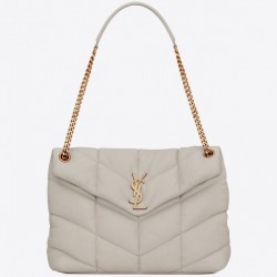 Saint Laurent Loulou Puffer Medium Bag In Ivory Lambskin