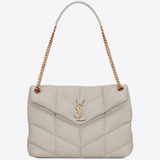 Saint Laurent Loulou Puffer Medium Bag In Ivory Lambskin