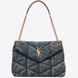 Saint Laurent Loulou Puffer Medium Bag In Vintage Denim