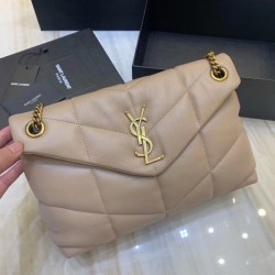 Saint Laurent Loulou Puffer Small Bag In Beige Matelasse Leather