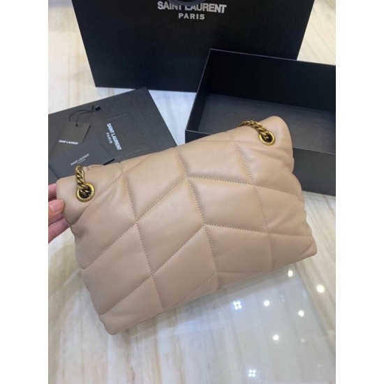 Saint Laurent Loulou Puffer Small Bag In Beige Matelasse Leather