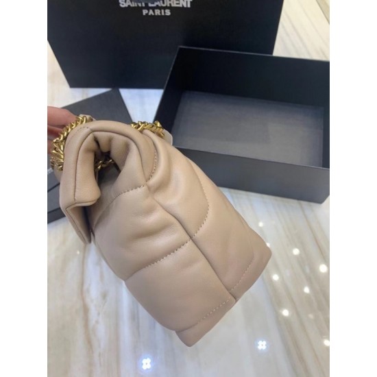 Saint Laurent Loulou Puffer Small Bag In Beige Matelasse Leather