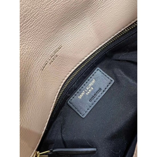 Saint Laurent Loulou Puffer Small Bag In Beige Shearling