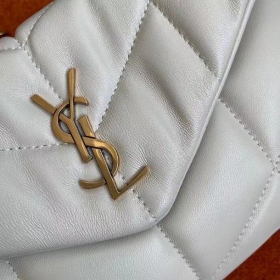 Saint Laurent Loulou Puffer Toy Bag In White Lambskin