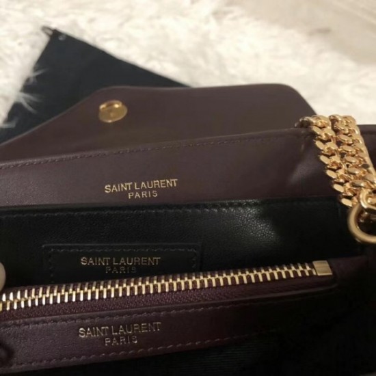 Saint Laurent Loulou Small Bag In Burgundy Matelasse Leather