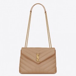 Saint Laurent Loulou Small Bag In Dark Beige Leather